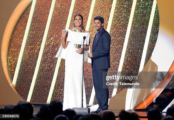 Show -- Pictured: Gabriela Isler and David Chocarro on stage during the 2014 Billboard Latin Music Awards, from Miami, Florida at the BankUnited...