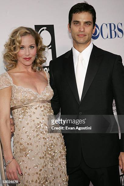 Actress Christina Applegate and her husband actor Johnathon Schaech attends the 59th Annual Tony Awards at Radio City Music Hall June 5, 2005 in New...