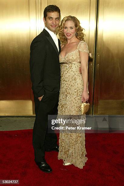 Actress Christina Applegate and her husband actor Johnathon Schaech attends the 59th Annual Tony Awards at Radio City Music Hall June 5, 2005 in New...