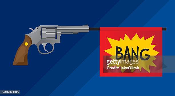 stockillustraties, clipart, cartoons en iconen met revolver gun bang - handgun