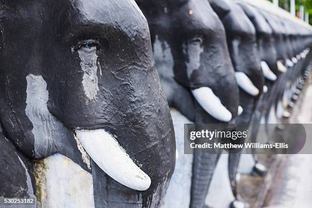 elephant statues at ruvanvelisaya dagoba in the mahavihara (the great monastery), anuradhapura, unesco world heritage site, sri lanka, asia - ruvanvelisaya dagoba stock pictures, royalty-free photos & images