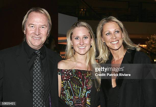 Music entrepreneur Glenn Wheatley, his wife Gaynor and daughter Kara arrive at the APRA Music Awards at the Four Seasons Hotel on May 30, 2005 in...