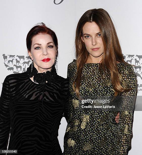 Actresses Priscilla Presley and Riley Keough attend The Humane Society of The United States' To The Rescue gala at Paramount Studios on May 07, 2016...