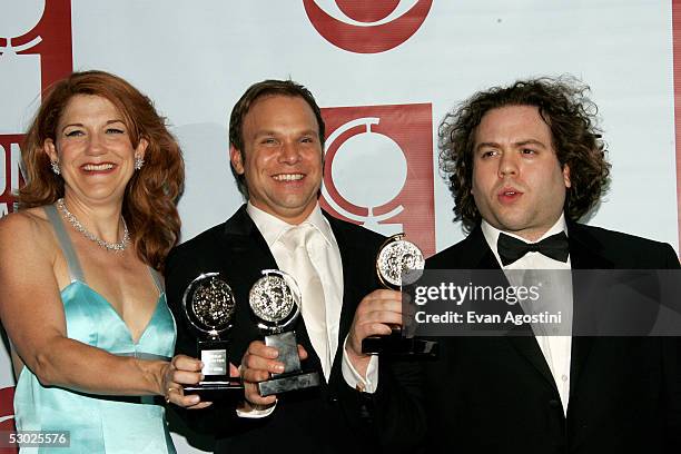 Actress Victoria Clark poses with the award for Best Performance By A Leading Actress In A Musical, for "The Light In The Piazza", actor Norbert Leo...