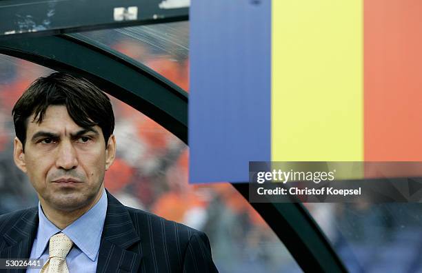 Head coach Victor Piturca of Romania during the world championships qualification match between Netherlands and Romania on June 4, 2005 in Rotterdam,...