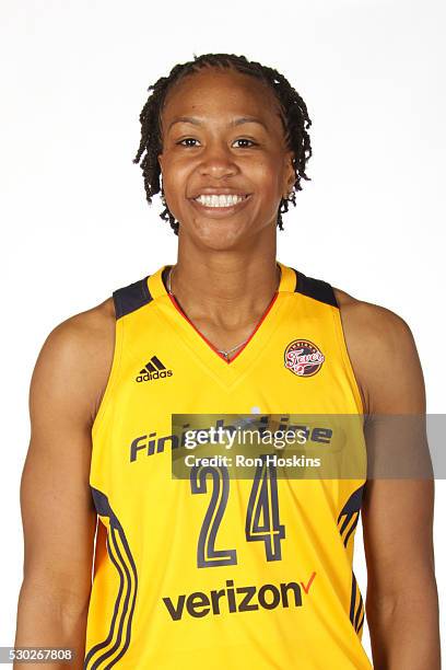 Tamika Catchings of the Indiana Fever poses for a head shot during Media Day at Bankers Life Fieldhouse on May 9, 2016 in Indianapolis, Indiana. NOTE...
