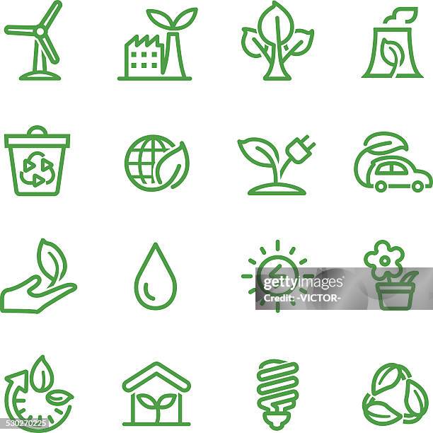 stockillustraties, clipart, cartoons en iconen met green icons - line series - auto druppel