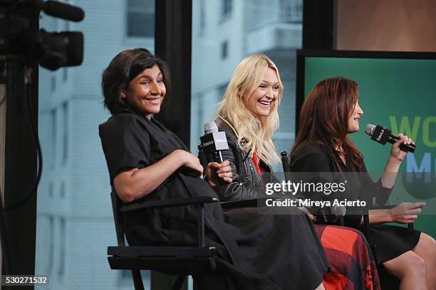 Shazi Visram, Zanna Roberts Rassi and Randi Zuckerberg discuss being a working mother at AOL Build Speaker Series with author Alicia Ybarbo on May...