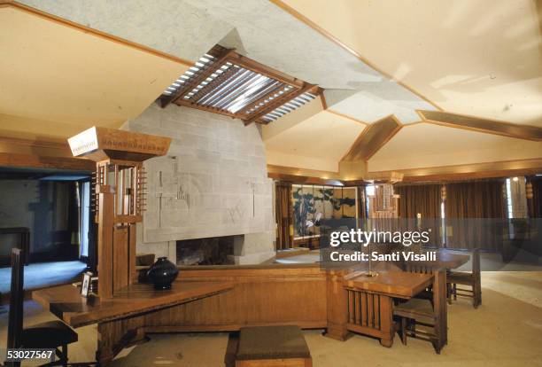 Interior of the living room of the Hollyhock House, designed by American architect Frank Lloyd Wright , Los Angeles, California, June 7, 1991....