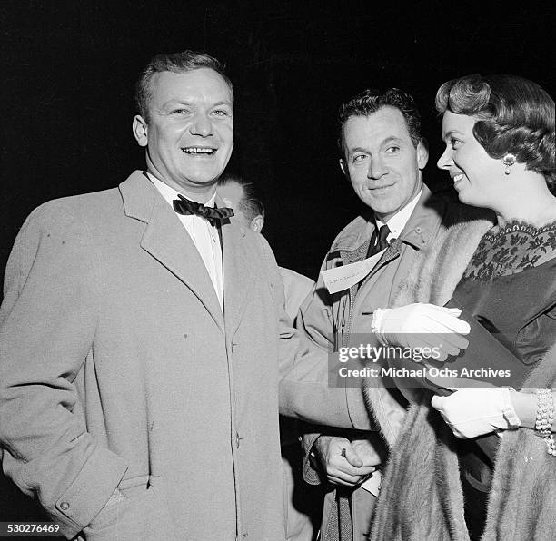 Actor Aldo Ray with his wife Jeff Donnell attend the premiere of "Helen of Troy" in Los Angeles,CA.