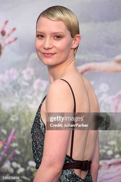 Mia Wasikowska attends the European premiere of 'Alice Through The Looking Glass' at Odeon Leicester Square on May 10, 2016 in London, England..