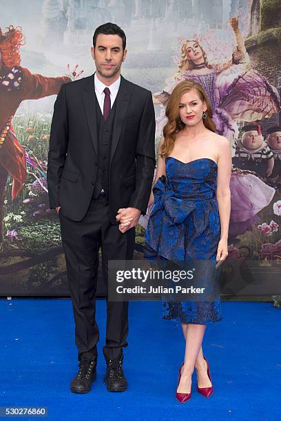 Sacha Baron Cohen and Isla Fisher attend the European premiere of 'Alice Through The Looking Glass' at Odeon Leicester Square on May 10, 2016 in...