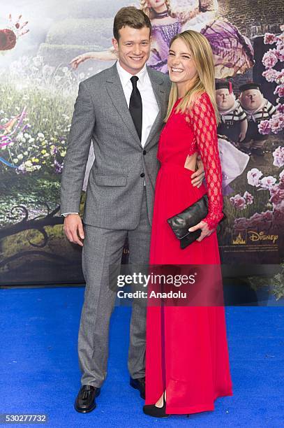 Ed Speleers and wife Asia Macey attend the European film premiere of Alice Through The Looking Glass in London, United Kingdom on May 10, 2016