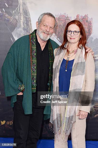 Terry Gilliam and Maggie Weston attend the European premiere of "Alice Through The Looking Glass" at Odeon Leicester Square on May 10, 2016 in...