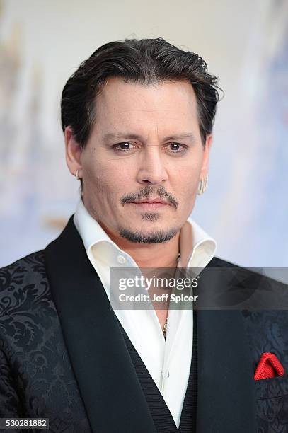 Johnny Depp attends the European premiere of "Alice Through The Looking Glass" at Odeon Leicester Square on May 10, 2016 in London, England.