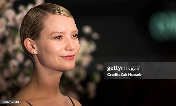Mia Wasikowska attends the European Film Premiere of "Alice Through The Looking Glass" at Odeon Leicester Square on May 10, 2016 in London, England.
