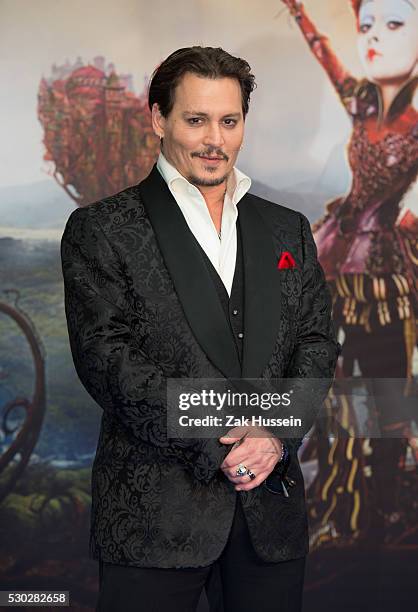 Johnny Depp attends the European Film Premiere of "Alice Through The Looking Glass" at Odeon Leicester Square on May 10, 2016 in London, England.