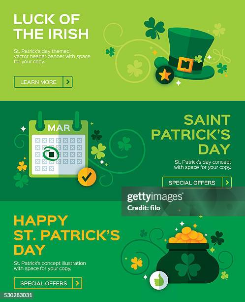 ilustrações, clipart, desenhos animados e ícones de st. patrick's day banners - república da irlanda