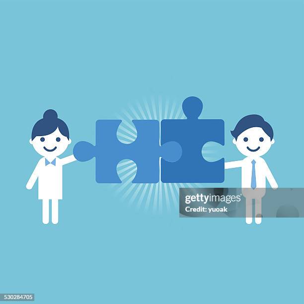 assistance teamwork - finding solutions together stock illustrations