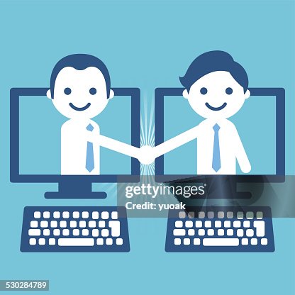 Computer Handshake Line Handshake With Pc High-Res Vector Graphic - Getty Images