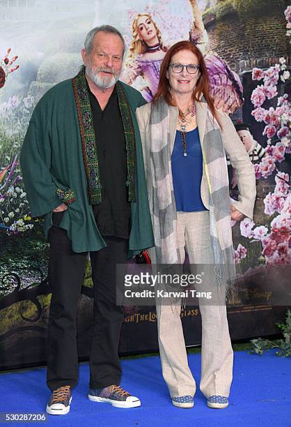 Terry Gilliam and Maggie Weston attend the European Premiere of "Alice Through The Looking Glass" at Odeon Leicester Square on May 10, 2016 in...