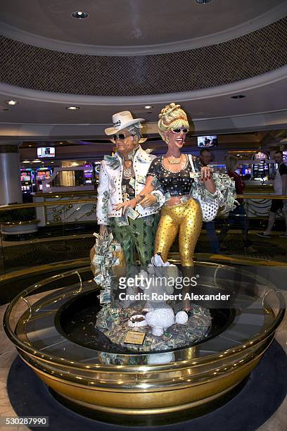 Much-photograph sculpture titled 'The Greenbacks' in the casino at Harrah's on the Las Vegas Strip in Las Vegas, Nevada, on March 28, 2016. The...
