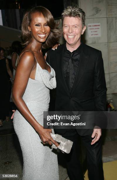 Model Iman and her husband David Bowie attend the 2005 CFDA Awards at the New York Public Library June 6, 2005 in New York City.