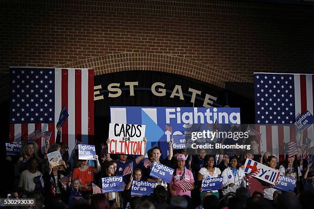 Attendees cheer before a campaign event for Hillary Clinton, former Secretary of State and 2016 Democratic presidential candidate, not pictured, in...