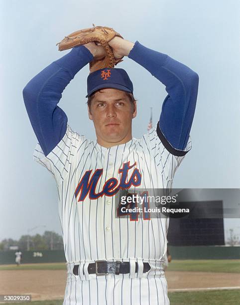 Tom Seaver of the New York Mets poses for a portrait. Seaver played for the Mets from 1967-1977 and again in 1983.