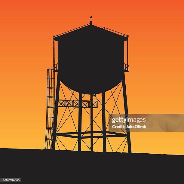 stockillustraties, clipart, cartoons en iconen met water tower silhouette - water tower storage tank