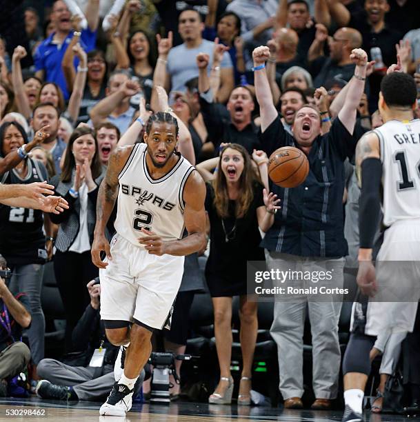 Fans reacts after a basket by Kawhi Leonard of the San Antonio Spurs in game Five of the Western Conference Semifinals during the 2016 NBA Playoffs...