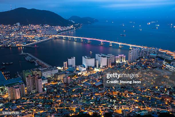 night scene in busan - busan stock pictures, royalty-free photos & images