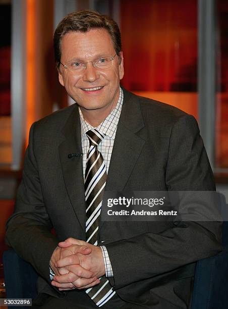 Guido Westerwelle, head of the FDP politicial party, attends the Johannes B. Kerner Show on June 07, 2005 in Hamburg, Germany