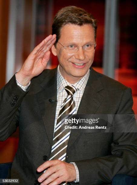 Guido Westerwelle, head of the FDP politicial party attend the Johannes B. Kerner Show on June 07, 2005 in Hamburg, Germany