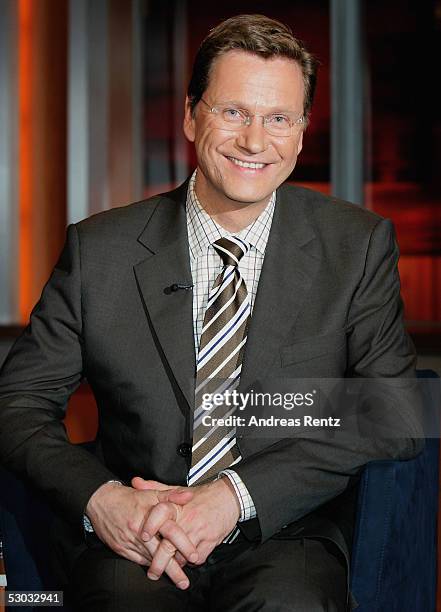 Guido Westerwelle, head of the FDP politicial party, attends the Johannes B. Kerner Show on June 07, 2005 in Hamburg, Germany