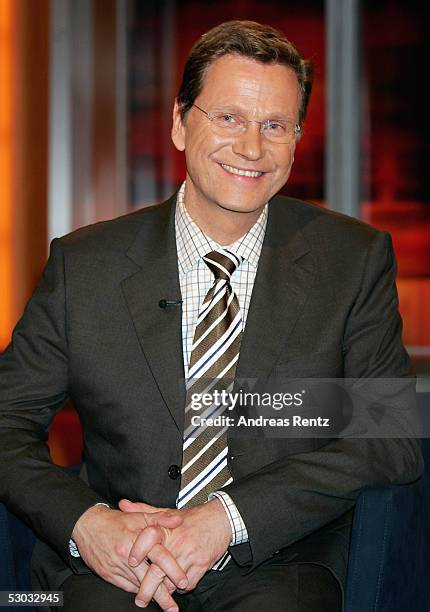 Guido Westerwelle, head of the FDP politicial party, attends the Johannes B. Kerner Show on June 07, 2005 in Hamburg, Germany