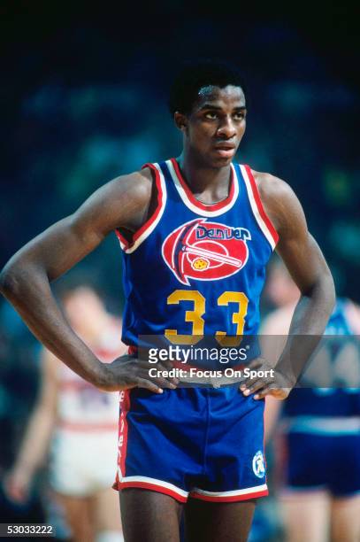 Denver Nuggets' David Thompson stands on the court during a game against the Washington Bullets at Capital Centre circa 1978 in Washington, D.C.....