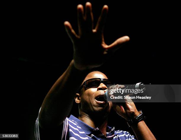 Doug E. Fresh gestures while speaking at the Hip-Hop Summit on Financial Empowerment held at the Washington Convention Center June 7, 2005 in...