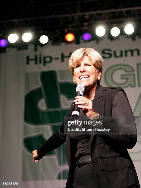 Financial guru Suze Orman speaks at the Hip-Hop Summit on Financial Empowerment held at the Washington Convention Center June 7, 2005 in Washington...