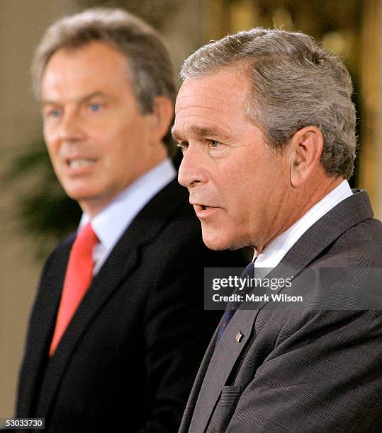 339 George W Bush And Tony Blair Meet At White House Photos & High Res