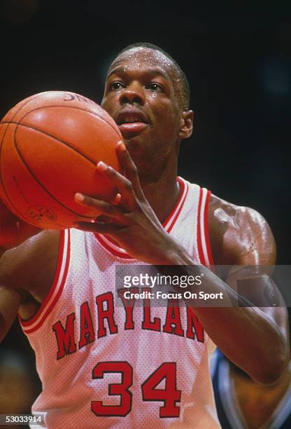 University of Maryland's Len Bias shoots from the foul line during his college days with Maryland.