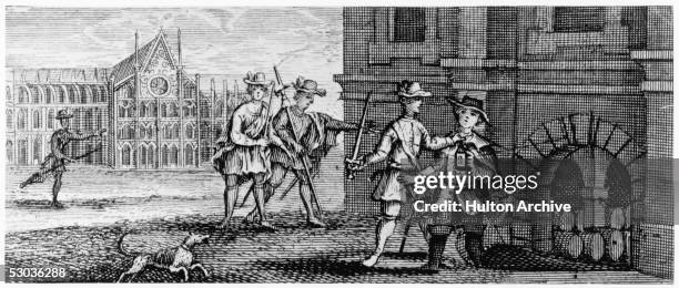 Roman Catholic conspirator Guy Fawkes is arrested in a cellar underneath Parliament, where he was attempting to detonate 2500 kg of gunpowder, 5th...