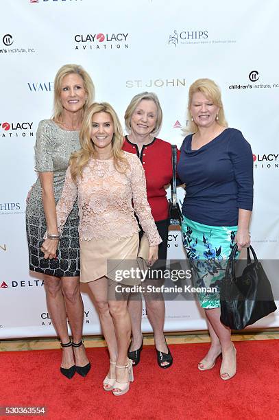 Jill Olofson, Kim Schienberg, Peggy DeSantis and Erin Palmer attend CHIPS Luncheon Featuring St. John at Beverly Hills Hotel on May 10, 2016 in...