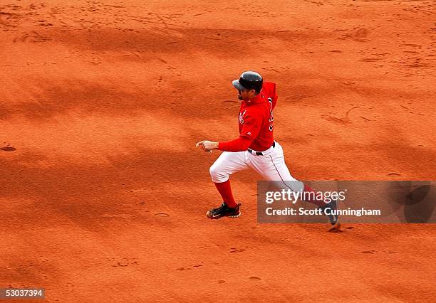 Jason Varitek of the Boston Red Sox runs the bases against the Atlanta Braves on May 22, 2005 at Fenway Park in Boston, Massachusetts. The Red Sox...