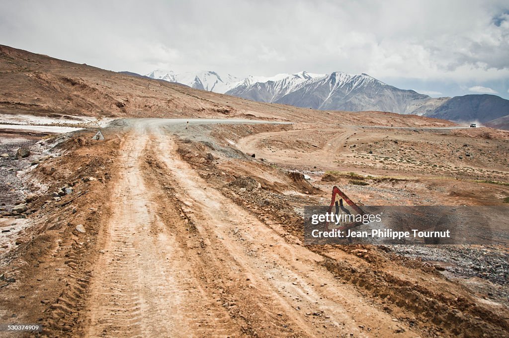 Destroyed section of the Pamir highway, Tajikistan