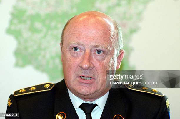 Belgian General Charles-Henri Delcour gives a press conference, 08 June 2005, in Brussels. General Delcour will be the next Commander of the...