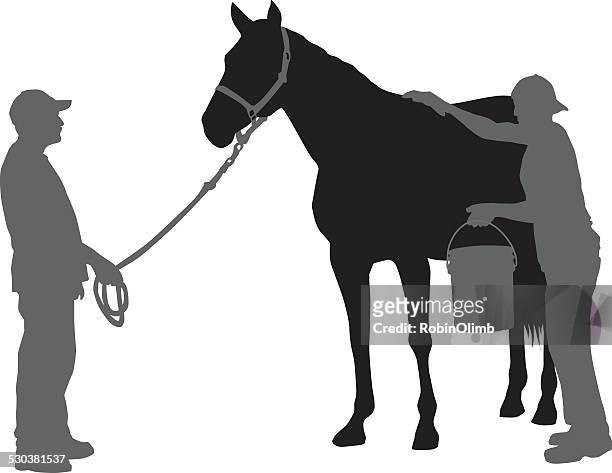 menwashinghorse - horse silhouette stock illustrations