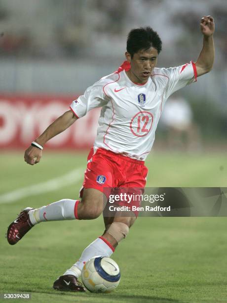 Young Pyo Lee of South Korea during the Group A 2006 World Cup Qualifying match between Kuwait and South Korea on June 8, 2005 at the Peace and...