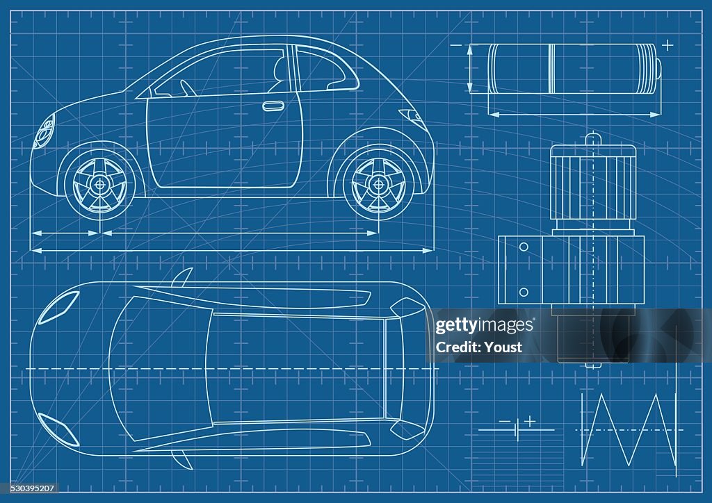 Vector Eco Car Blueprint