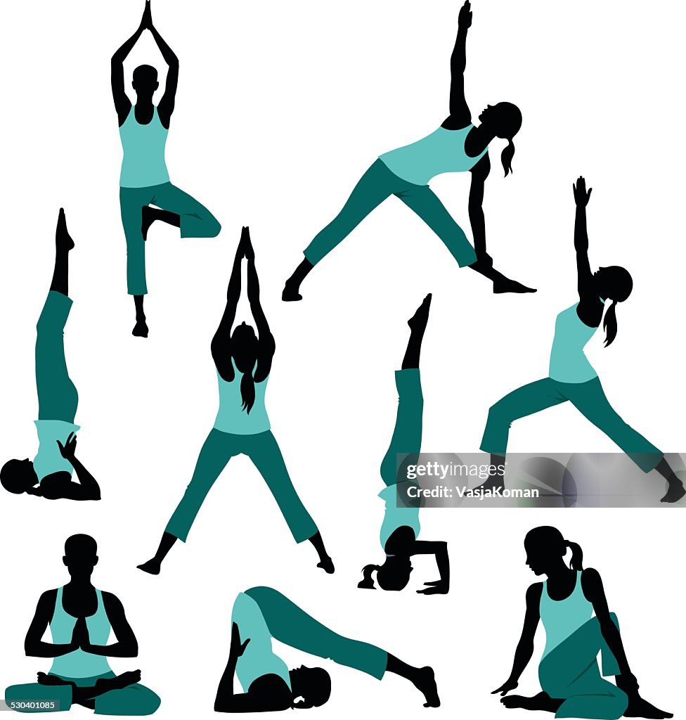 Silhouettes of Yoga Postures